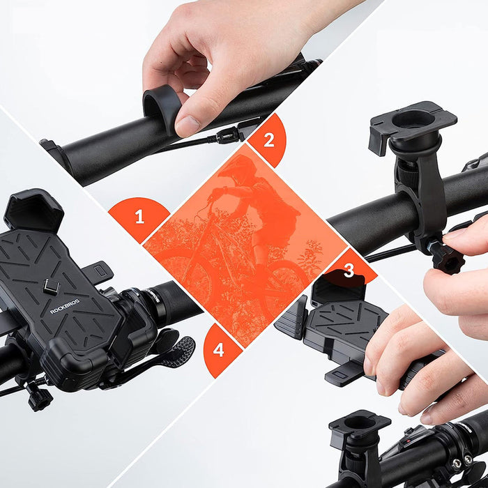 Rockbros 25210030001 Handlebar Bike Phone Holder - Black