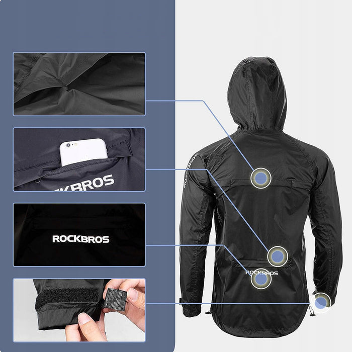 Rockbros YPY013BKM breathable windproof rain jacket M - black
