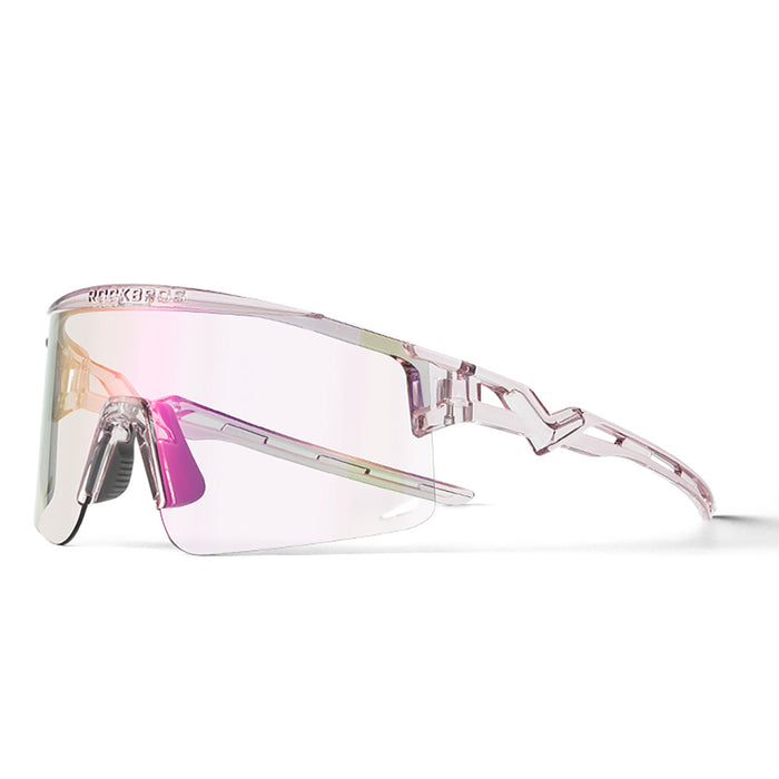 Rockbros Cycling Glasses Photochromic, with UV Protection and Corrective Insert, Clear - Purple
