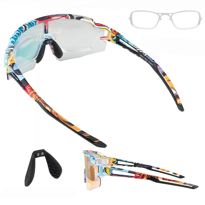 Rockbros Photochromic Cycling Glasses with UV Protection and Corrective Insert - Multicolor