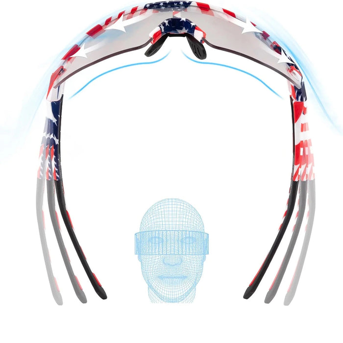 Rockbros Cycling Glasses Photochromic with UV Protection and Corrective Insert 14120008002 - USA Pattern - White