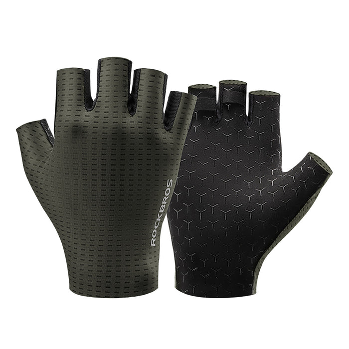 Rockbros Breathable Short Finger Cycling Gloves, Size: S - Green