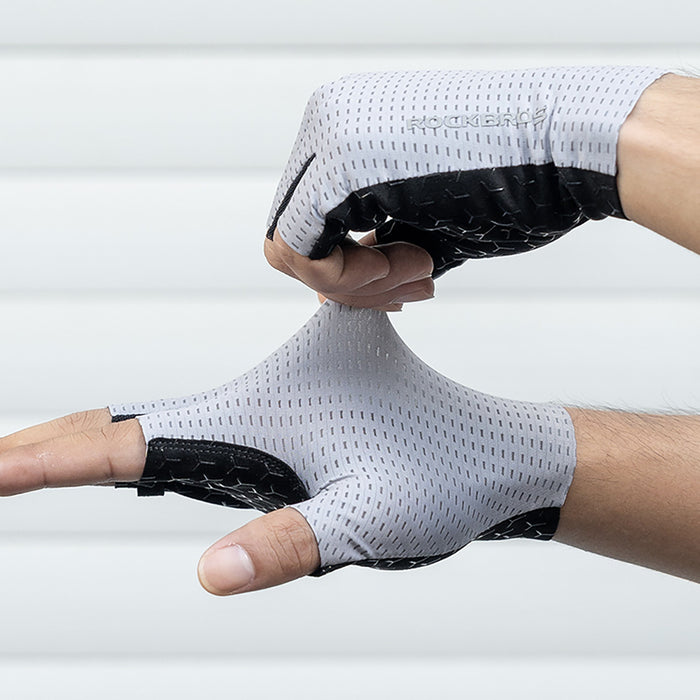 Rockbros Breathable Short Finger Cycling Gloves, Size: S - Gray