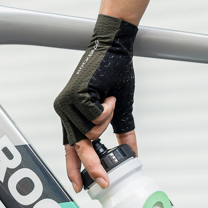 Rockbros Breathable Short Finger Cycling Gloves, Size: S - Gray