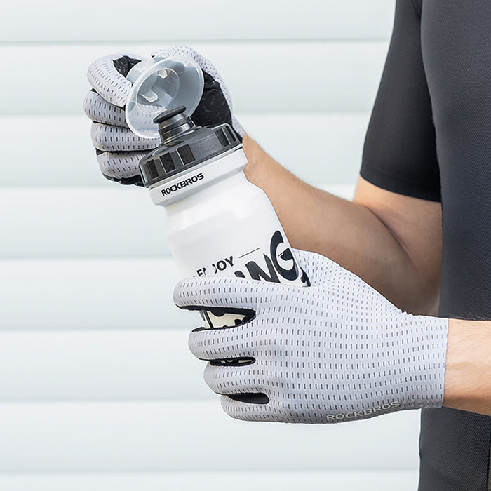 Rockbros Breathable Full Finger Cycling Gloves, Size: XL - Gray