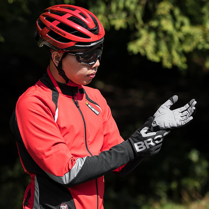 Rockbros cycling gloves, insulated, long, size: XXL - black and gray