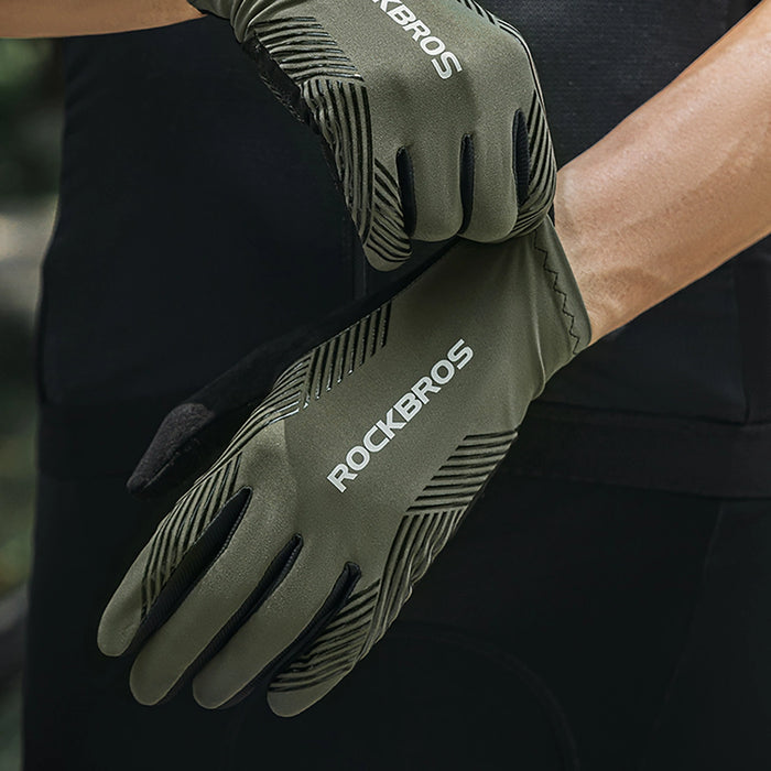 Rockbros cycling gloves spring/summer/autumn, full, size: XL - green