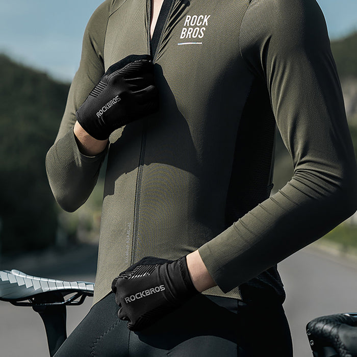 Rockbros cycling gloves spring/summer/autumn, full, size: XXL - black