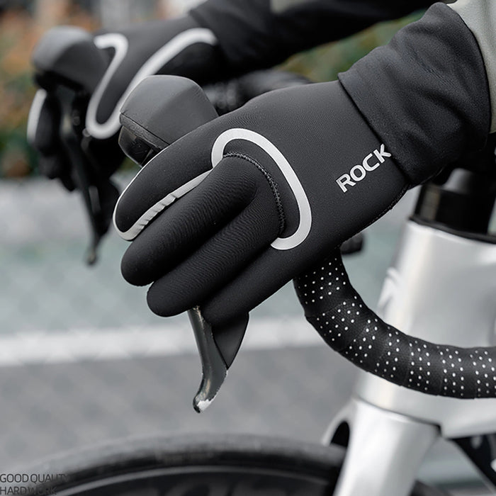 Rockbros Full Waterproof Cycling Gloves, Size: L/XL - Black