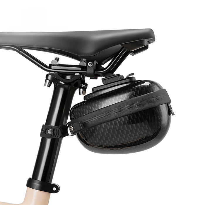 Rockbros rigid hard shell saddle bag, compact, 0.4l capacity - carbon pattern