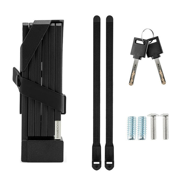 Rockbros 32140003001 foldable bicycle lock with key and handle, 68cm - black