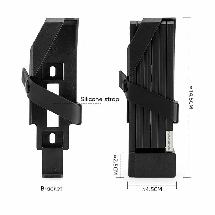 Rockbros 32140003001 foldable bicycle lock with key and handle, 68cm - black