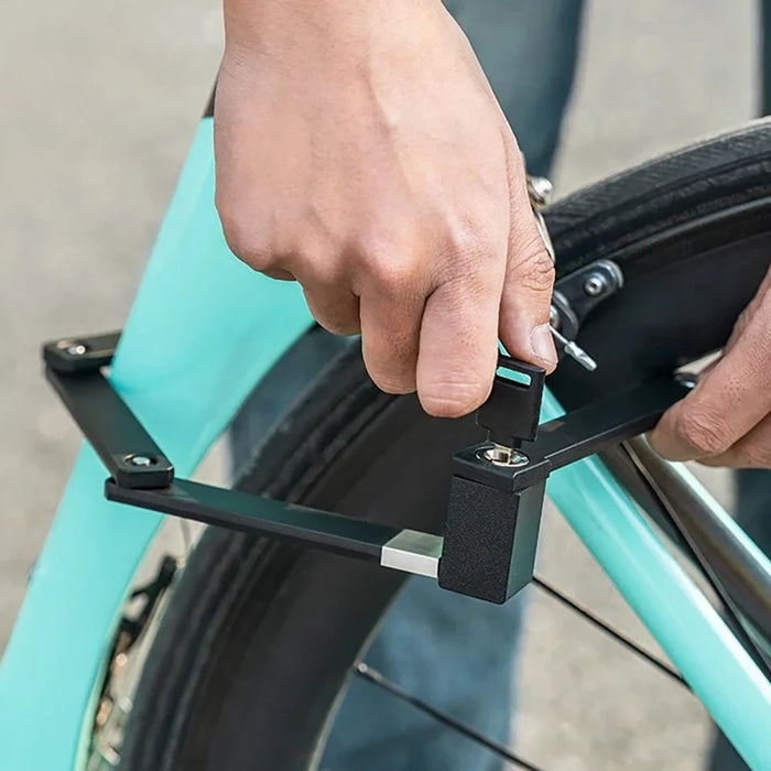 Rockbros 32140003001 foldable bicycle lock with key and handle, 68cm - black