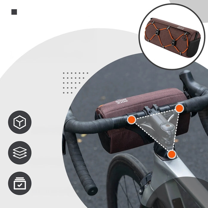 Rockbros 30110054003 Handlebar Bicycle Bag 2.2L - Brown