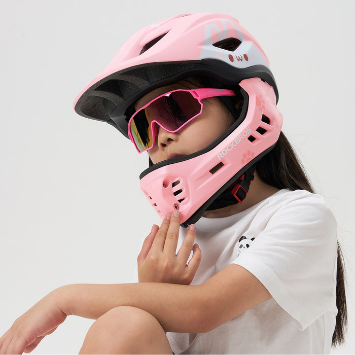 Rockbros TT-32001 Rabbit Children's Bike Helmet with Detachable Chin Size S (48-52) - Pink