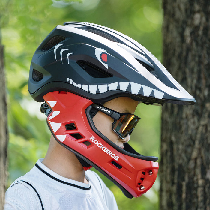 Rockbros TT-32006 Shark Children's Bike Helmet with Detachable Jaw Size S (48-52) - Black