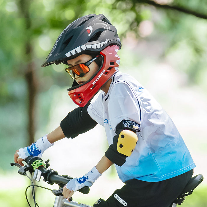 Rockbros TT-32006 Shark Children's Bike Helmet with Detachable Jaw Size S (48-52) - Black