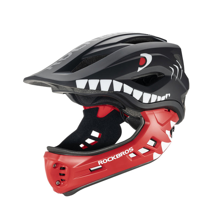 Rockbros TT-32006 Shark Children's Bike Helmet with Detachable Jaw Size S (48-52) - Black