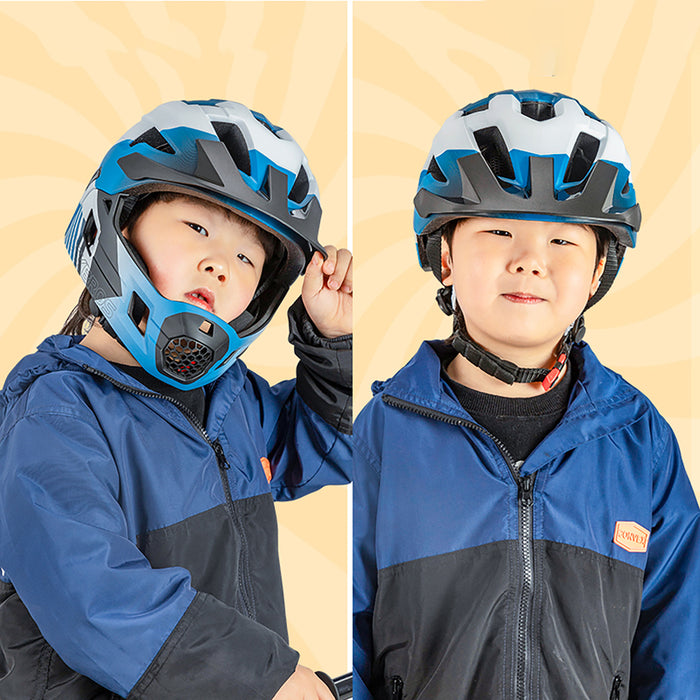 Rockbros TS-61 10110061002 Children's Bike Helmet with Detachable Chin Size M (54-57) - Blue