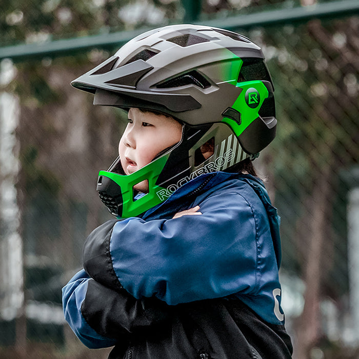 Rockbros TS-61 10110061003 Children's Bike Helmet with Detachable Chin Size S (48-52) - Green