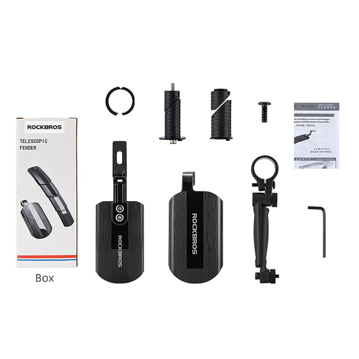 Rockbros FK-810 Folding Telescopic Bicycle Fender Set - Black