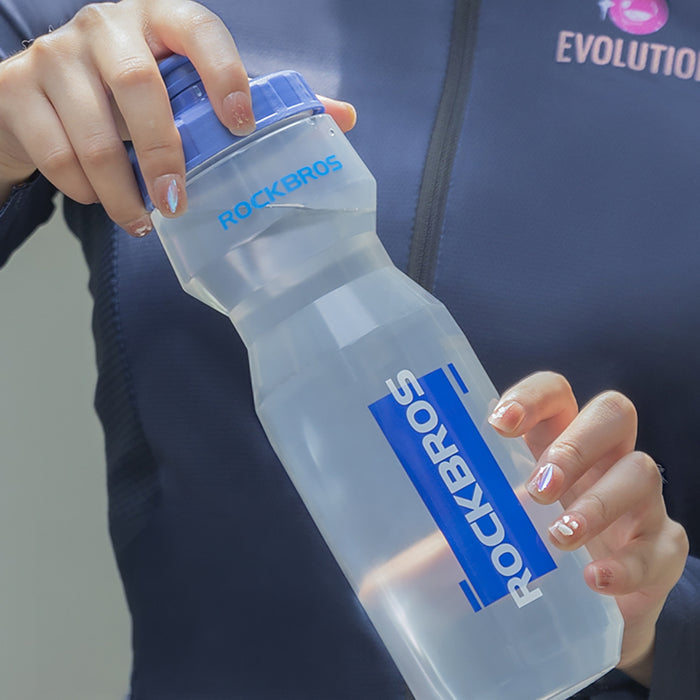 Rockbros 750 ml Bicycle Bottle - Transparent with Blue Mouthpiece