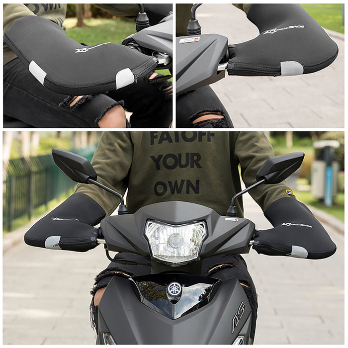 Rockbros D16-B Motorcycle-Compatible Windproof Waterproof Handlebar Gloves - Black