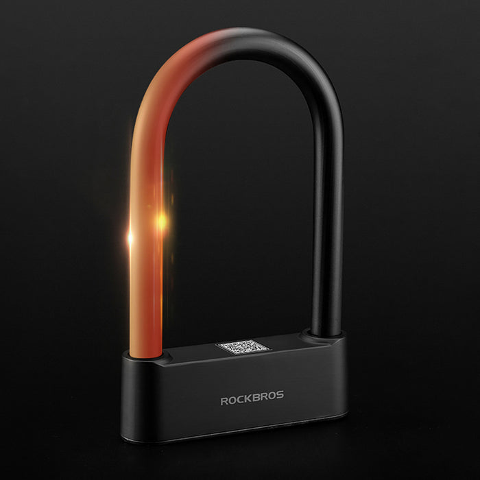 Rockbros 32210818001 SMART Bicycle Lock with Fingerprint Reader and Bluetooth Connectivity - Black