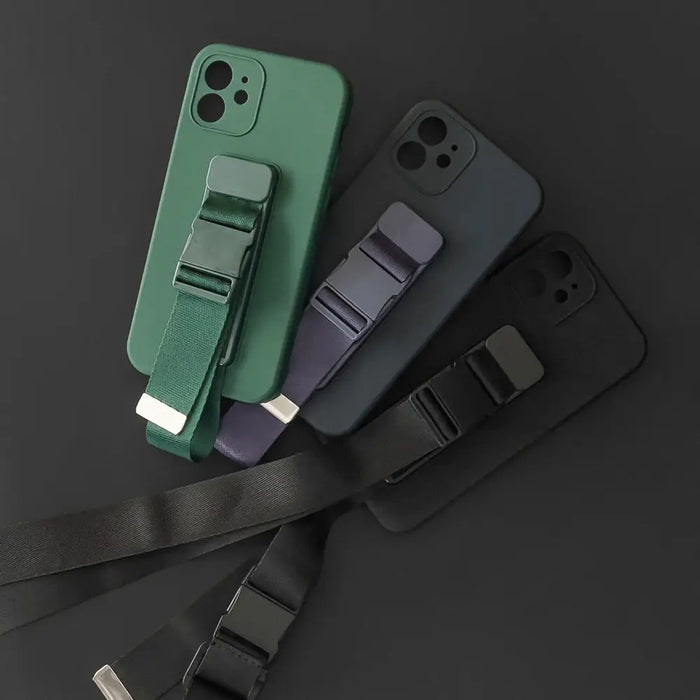 Rope case gel case with a chain lanyard bag lanyard iPhone 12 navy blue - Cell phone cases and covers<<<HurtelXML