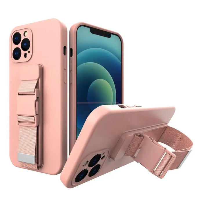 Rope case gel case with a lanyard chain bag lanyard Samsung Galaxy A12 pink - Cell phone cases and covers<<<HurtelXML