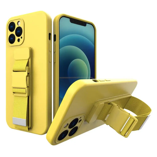 Rope case gel case with a lanyard chain handbag lanyard Samsung Galaxy A12 yellow - Cell phone cases