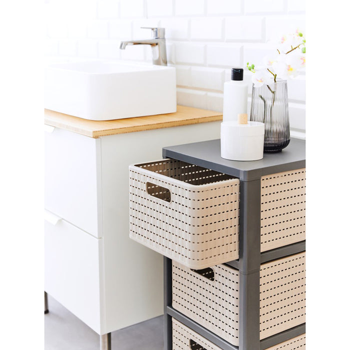 PLASTIC CABINET 3 LEVELS COUNTRY CAPPUCCINO ROTHO