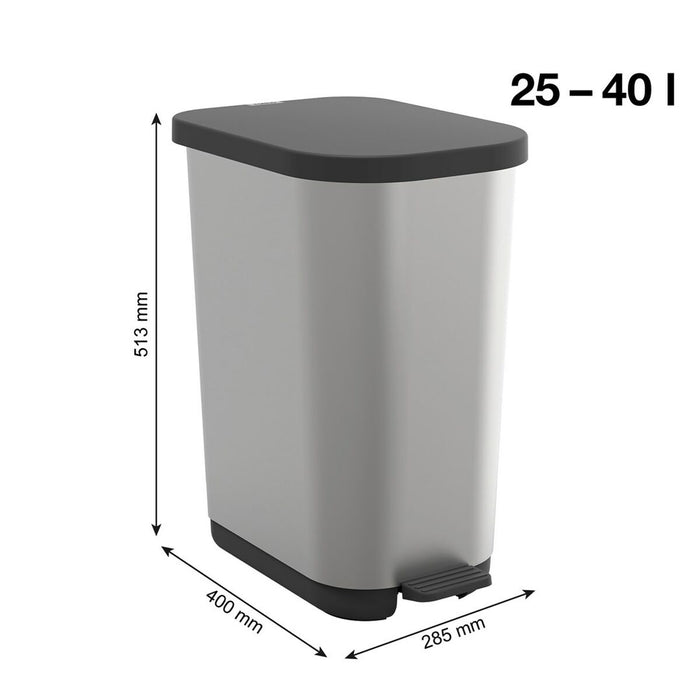 Waste bin Rotho Ribo Silver Silver Plastic 35 L