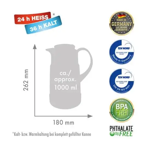 ROTPUNKT Thermos jug 1.0 l ristretto (black) - Flasks & thermal mugsAGD-TKT<<<Home Appliance - ProductsAGD<<<ActionPL