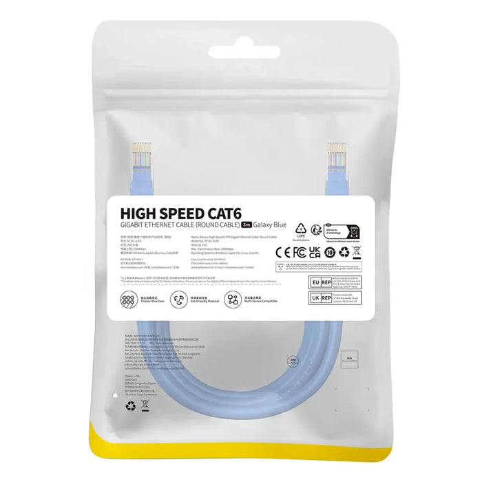 Round Cable Baseus Ethernet RJ45 Cat.6 3m (blue) - Network cables<<<Cables<<<IT Accessories<<<InnproXML&&&Network