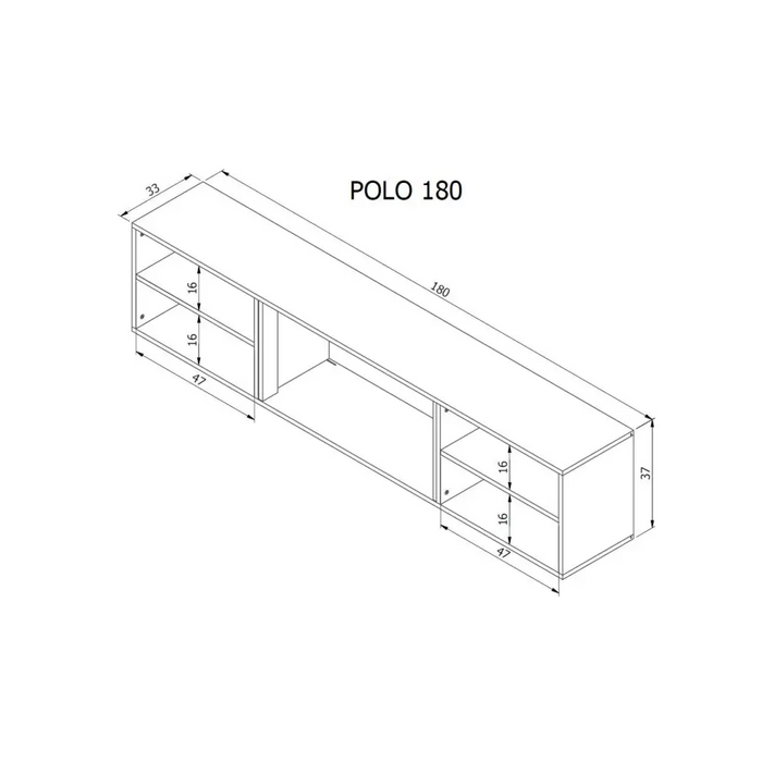 RTV cabinet POLO 180x33x39 black + fireplace white - TV cabinets made of furniture boardSTV-ZPM<<<TV