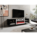 RTV cabinet POLO 180x33x39 black + fireplace white - TV cabinets made of furniture boardSTV-ZPM<<<TV