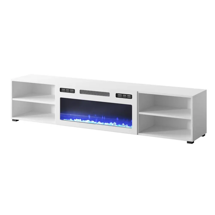 RTV cabinet POLO 180x33x39 white + fireplace white - TV cabinets made of furniture boardSTV-ZPM<<<TV