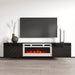 RTV LUXE cabinet 182.6x34.5x37.5 black/black gloss + white fireplace - TV cabinets made of furniture boardSTV-ZPM<<<TV