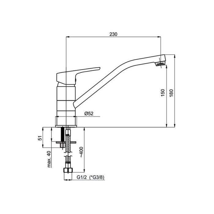 KITCHEN MIXER RUBINETA UNO-20 BLACK