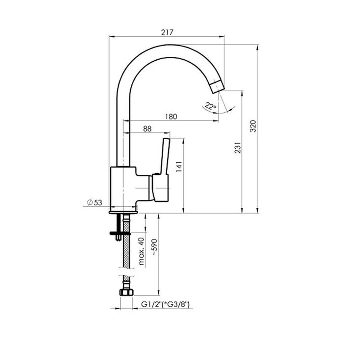 KITCHEN MIXER RUBINETA ULTRA 33 BLACK