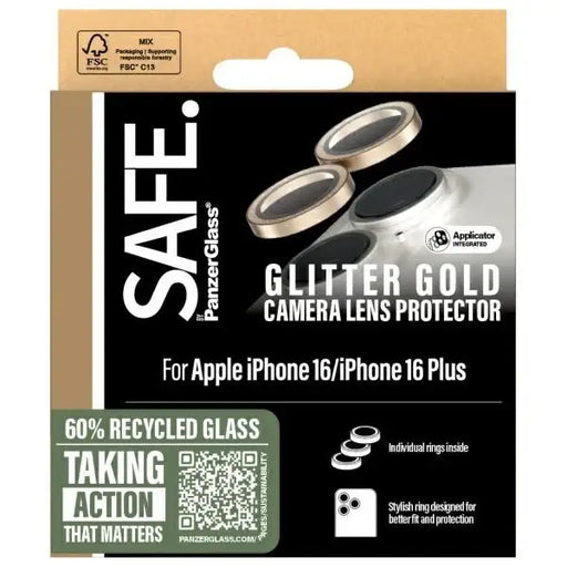 SAFE by PanzerGlass iPhone 16 6.1’’ / 16 Plus 6.7’’ Lens Protector gold/glitter gold SAFE95894 - Cell phone tempered