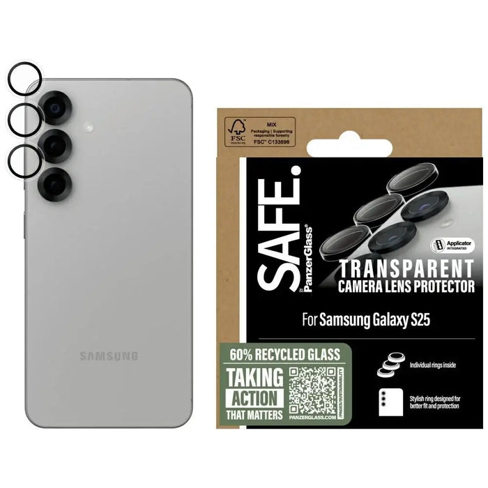 SAFE by PanzerGlass Rings Lens Protector for Samsung Galaxy S25 Clear Tempered Glass - Cell phone tempered