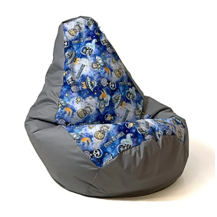 Sako sack pouffe pear print grey spaceships L 105 x 80 cm - Sako poufsPUF-SAK<<<Poufs and footrestsPUF<<<ActionPL
