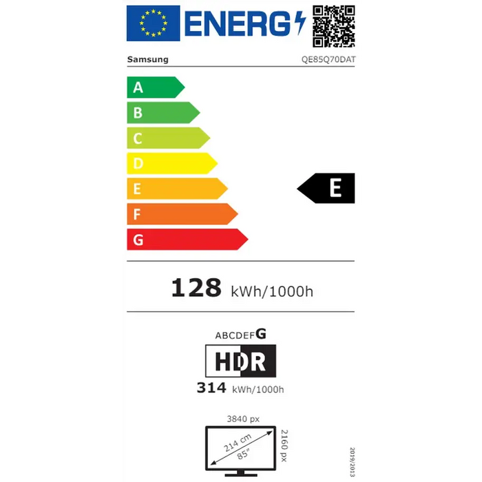 Samsung 85’’ 85Q70D AI 4K QLED SMART Wireless Network PIP Bluetooth 5.2 4xHDMI 2xUSB Titan Gray - Телевизори
