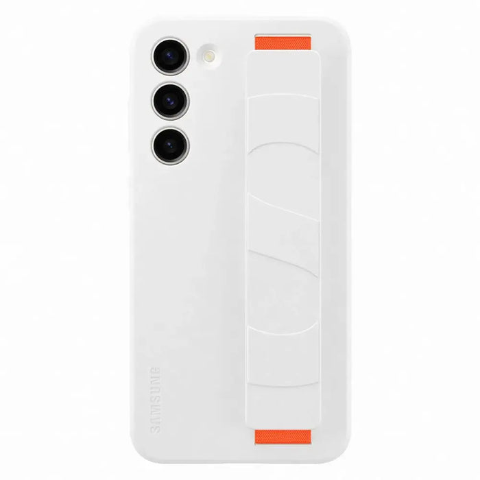 Samsung Silicone Grip Cover Case for Samsung Galaxy S23+ silicone case with wrist strap white (EF-GS916TWEGWW) - Cell