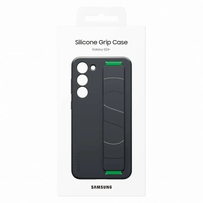 Samsung Silicone Grip Cover Case for Samsung Galaxy S23+ silicone case with wrist strap black (EF-GS916TBEGWW) - Cell