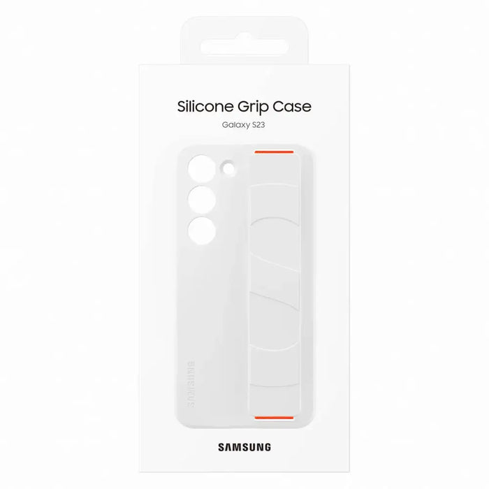 Samsung Silicone Grip Cover Case for Samsung Galaxy S23 silicone case with wrist strap white (EF-GS911TWEGWW) - Cell