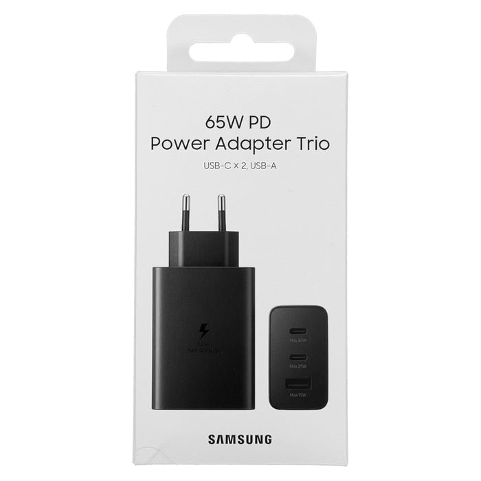 Samsung charger 2x USB Type C / USB PPS, Power Delivery PD 65W, QC 3.0, AFC, FCP black (EP-T6530NBEGEU)