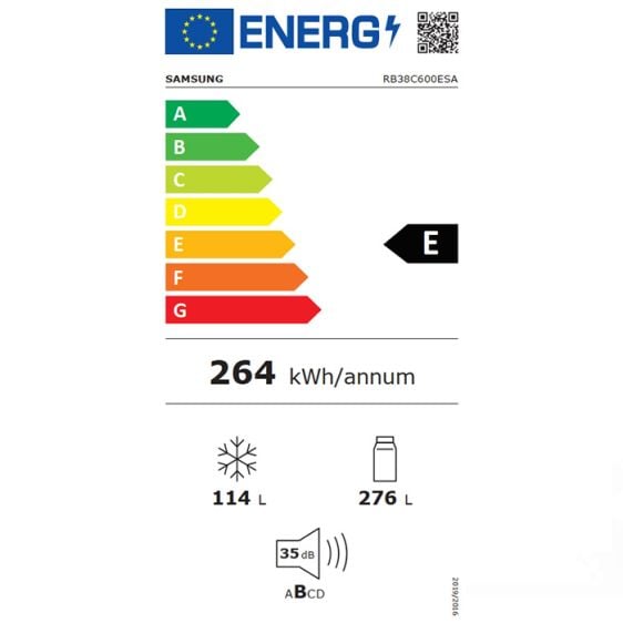Refrigerator with freezer SAMSUNG RB38C600ESA/EF, 390 l, SmartThings AI Energy, 203 cm